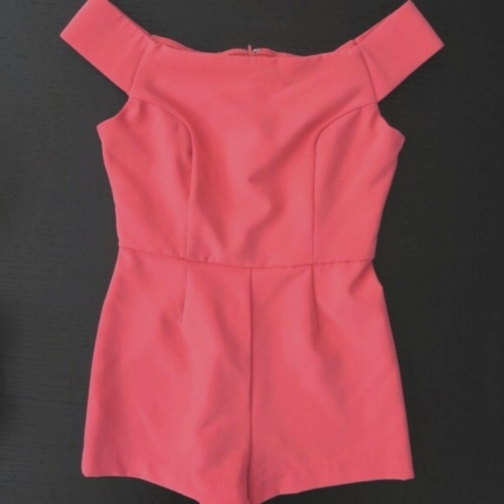 Romeo & Juliet Couture Coral Off-Shoulder Romper
